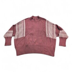 Altar'd State Mauve Mock Neck Sweater Patterned Panels S